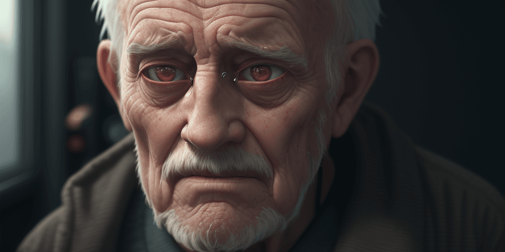 AI generated: An old man who is disturbed by the sounds he hears, cinematic, hyper realism, high detail, octane re...
