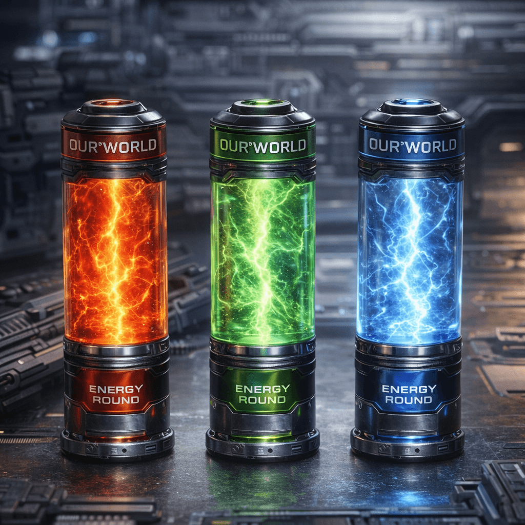 AI generated: Use the reference image to create an image of Sci-fi AA Battery size energy rounds for engery weapon...