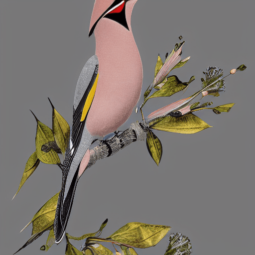 AI generated: ethereal Bohemian Waxwing bird, Bombycilla garrulus :: intricate details, ornate, detailed illustrat...