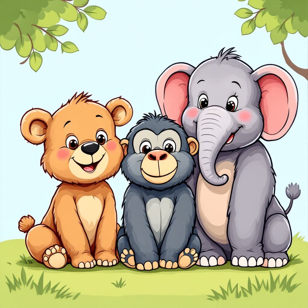 AI generated: A cute, cartoon-style bear designed for a children's coloring book. The bear has a friendly, happy e...