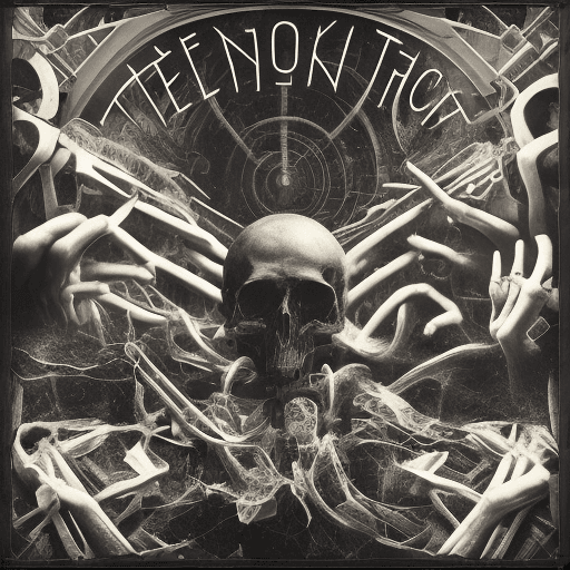 AI generated: techno dark cover album design, something which is making thinking to soak up