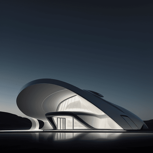 AI generated: A hyperrealistic eye level exterior photograph of a futuristic house overlooking a Martian landscape...