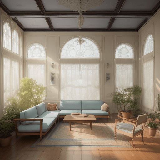 AI generated: High resolution photography interior design, dreamy sunken living room conversation pit, wooden floo...