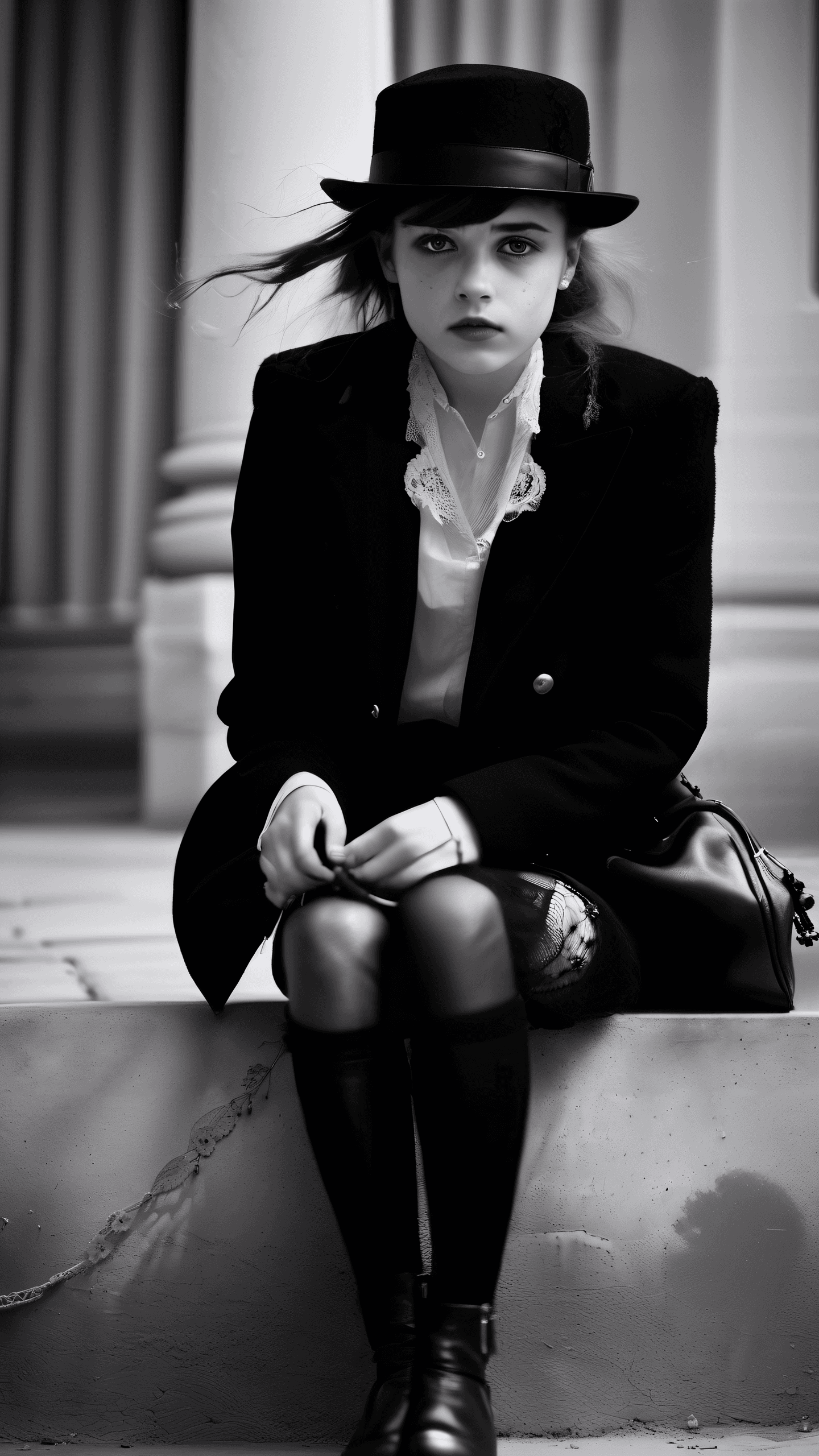 AI generated: breathtaking, Masterpiece, Best Quality Photo by Alain Laboile, portrait of a teenage girl, necropun...