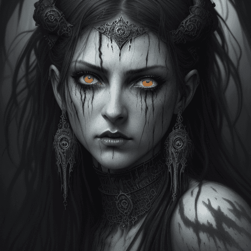 AI generated: A highly detailed (((luis royo fantasy style dark female portrait))), of a very beautiful and striki...