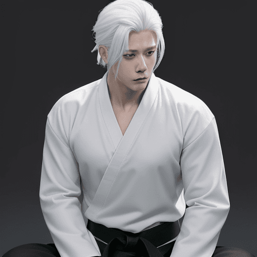 AI generated: (masterpiece), (best quality:1. 0),anime illustration , 4k, Handsome man with white medium length ha...