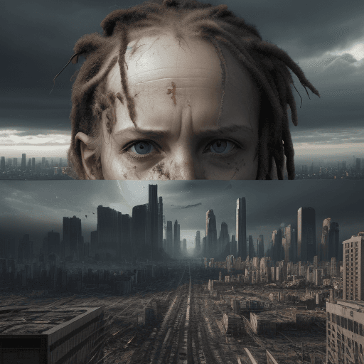 AI generated: A realistic photo of survival, human, Future, Outlook, dread , after apocalypse, photorealistic, ult...