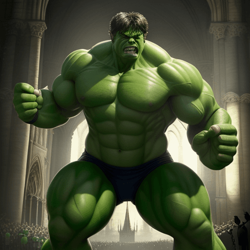 AI generated: Hyper-realistic incredible hulk as the notre dame fighting irish mascot
