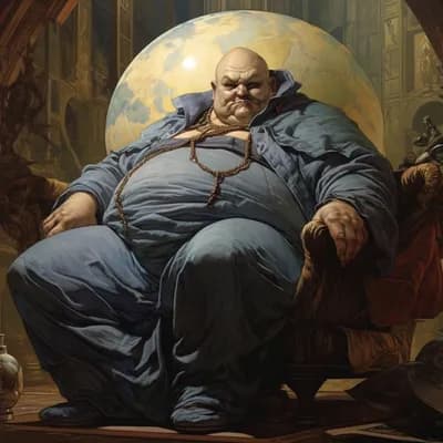 AI generated video: As the camera moves closer a Large man looks at the camera and stares menacingly 