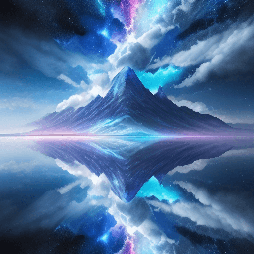 AI generated: Beautiful prismatic-plasma lake blue crystal, mounteins epic, digital painting,  extreme detail, 4k,...