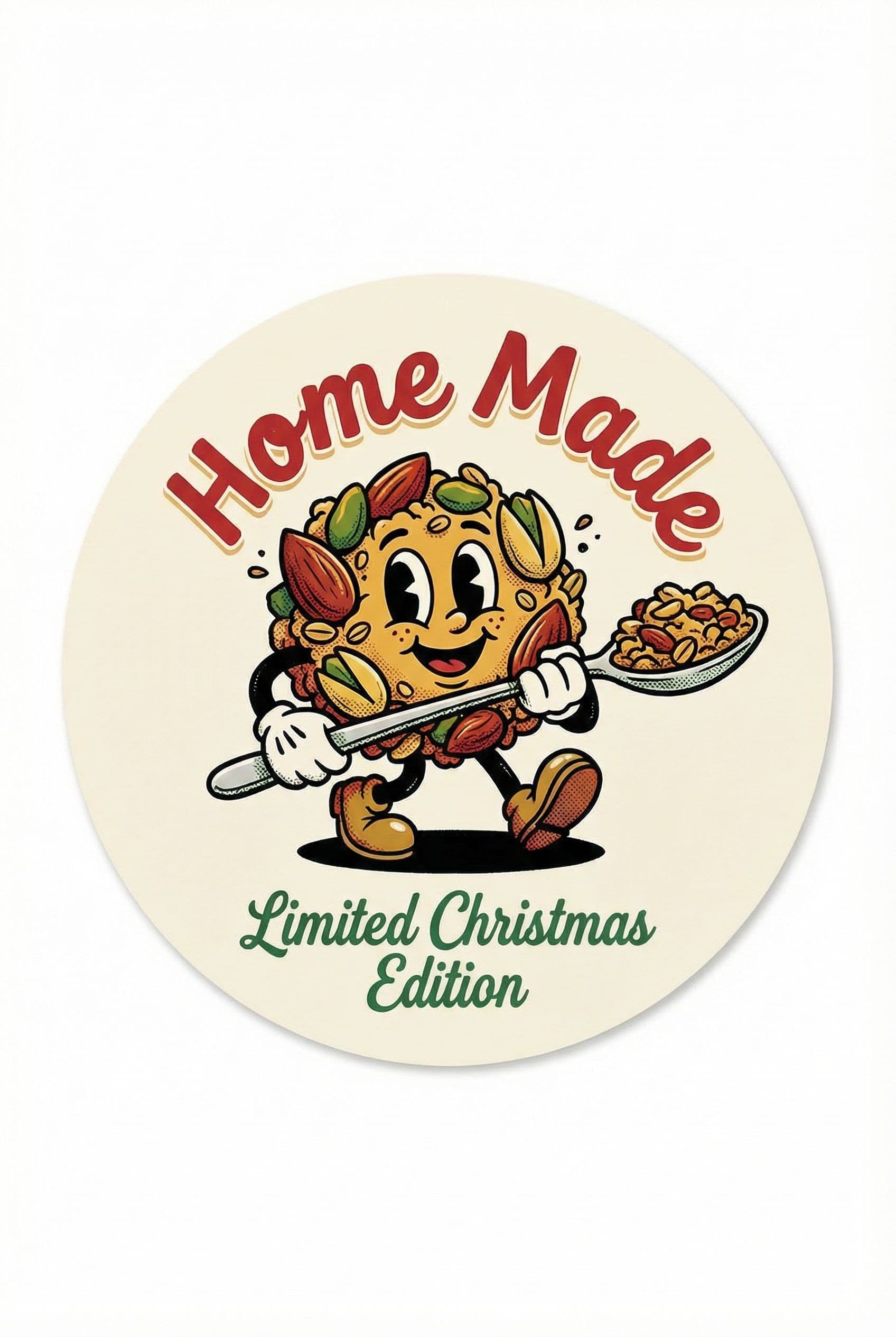 AI generated: Minimalist circular sticker design for homemade granola.
Clean outer border with no wreaths, frames,...