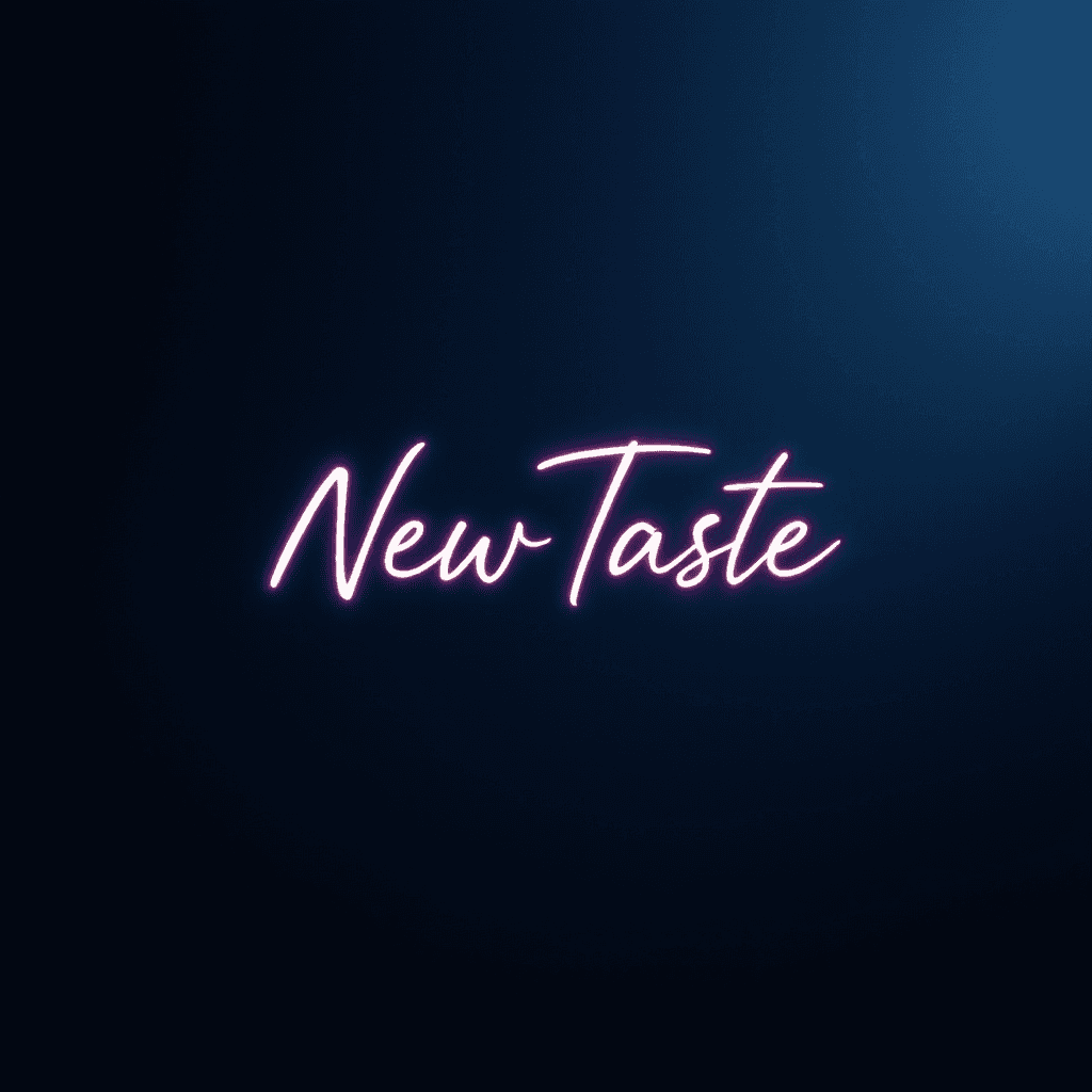 AI generated: "Design a minimalist album cover for 'NewTaste' with a cool and simple background. Use only two or t...