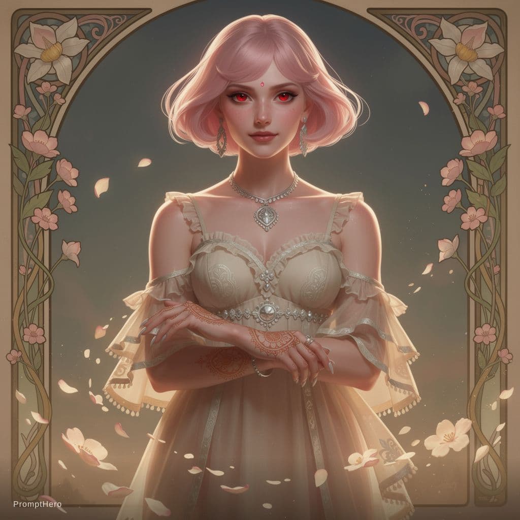 AI generated: fantasitic CG unity wallpaper of beautiful  MILF , full body shot, silver pendant, perfect symmetric...