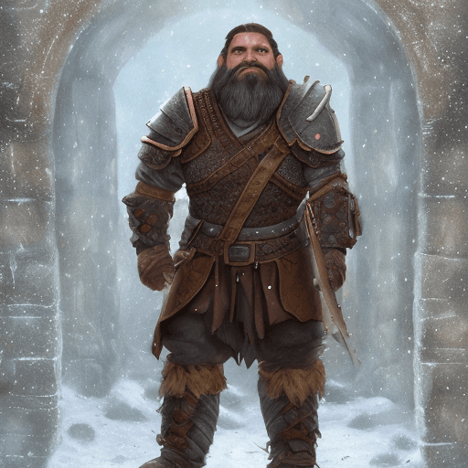 AI generated: (male dwarf eyes), an award winning portrait of a male dwarf from dnd, leather and cloth armor, in a...