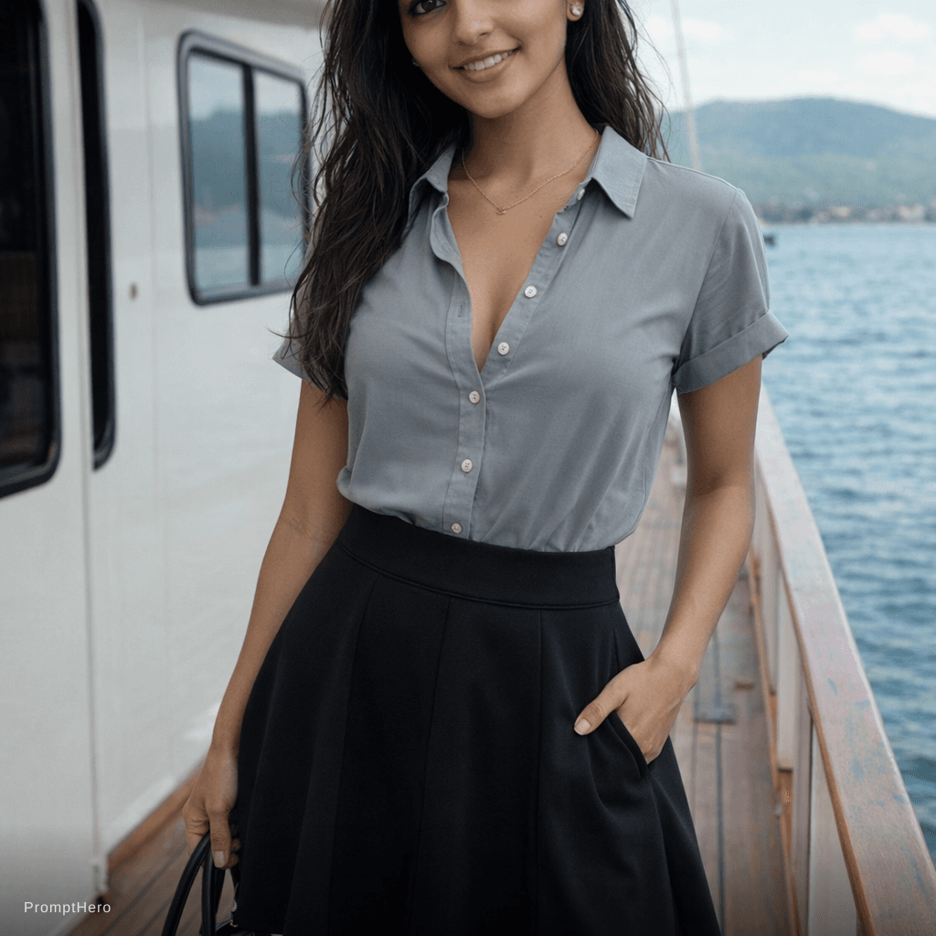 AI generated: Change her outfit like the 2 picture 
