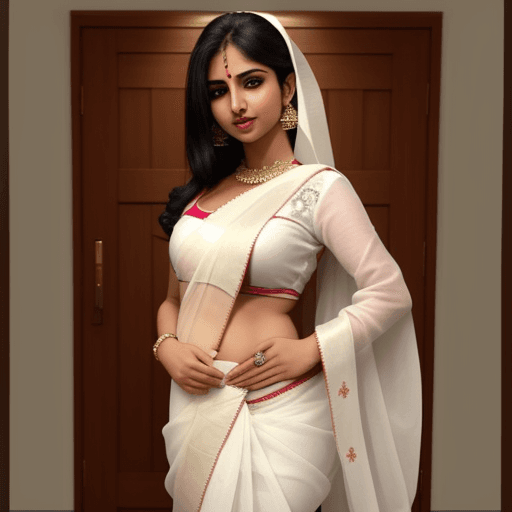 AI generated: white girl in saree 
