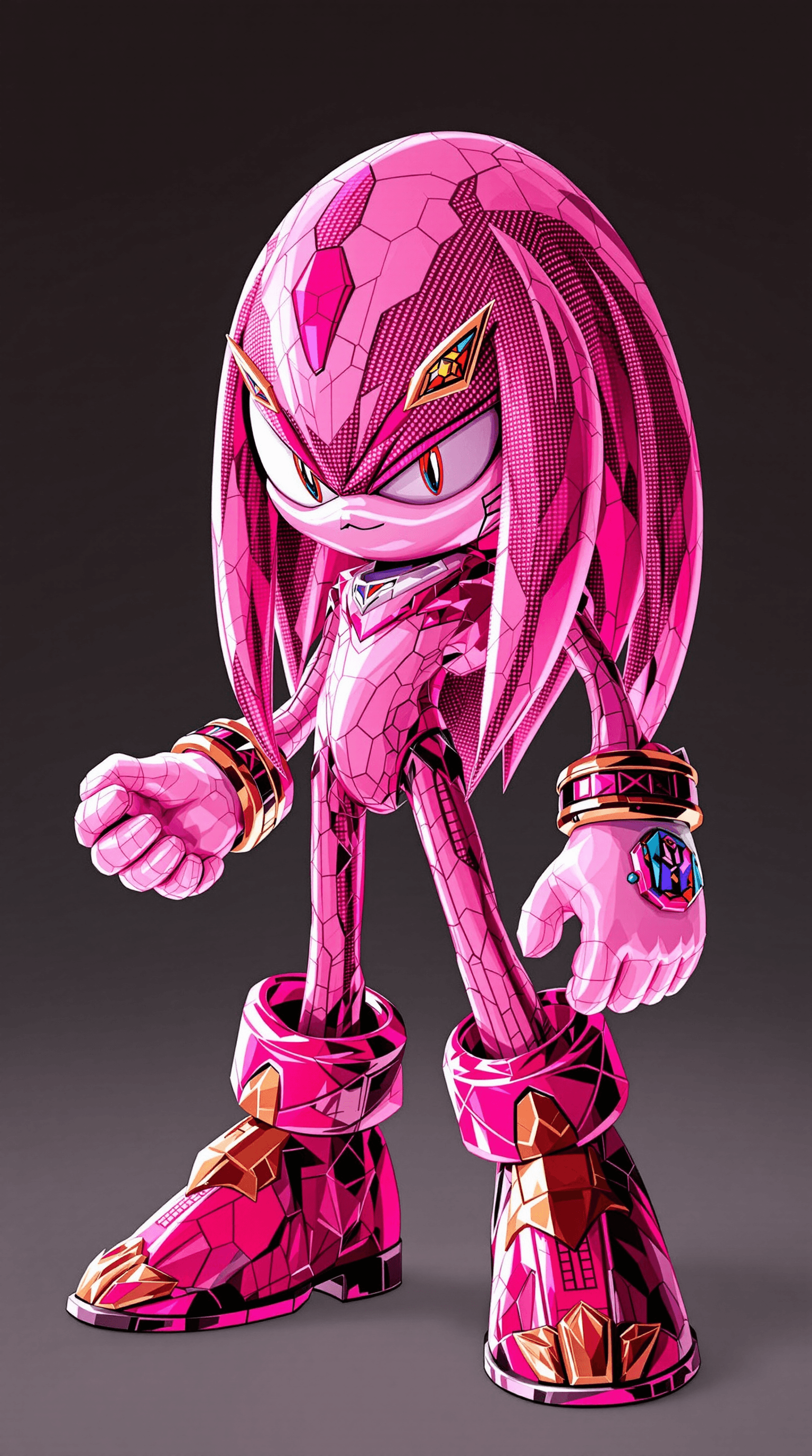 AI generated: Knuckles the Echidna super transformation pink form 
