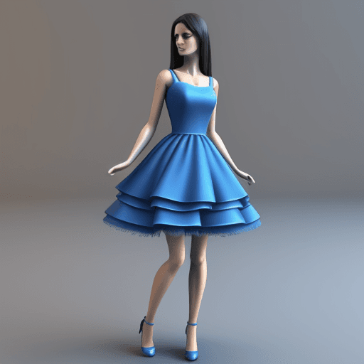 AI generated: 3D model woman wearing a blue dress