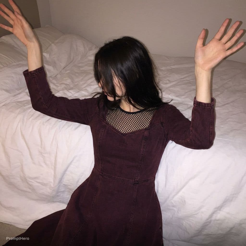 AI generated: A solo shot of a beautiful slender arms, smooth skin, soft skin, laying down in bed with both arms s...
