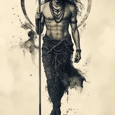 AI generated video: Subtle, Ring behind shiva turns into red ring