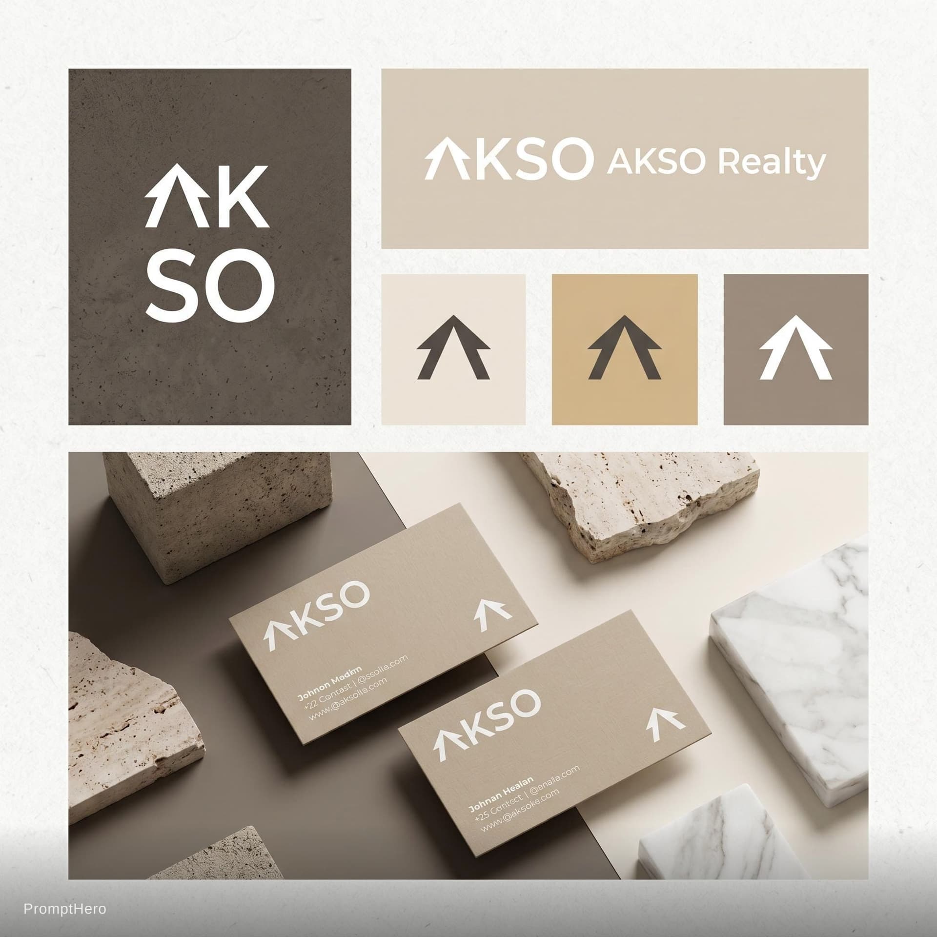 AI generated: A professional graphic design brand identity showcase sheet for a company named "AKSO". 

- Top Left...