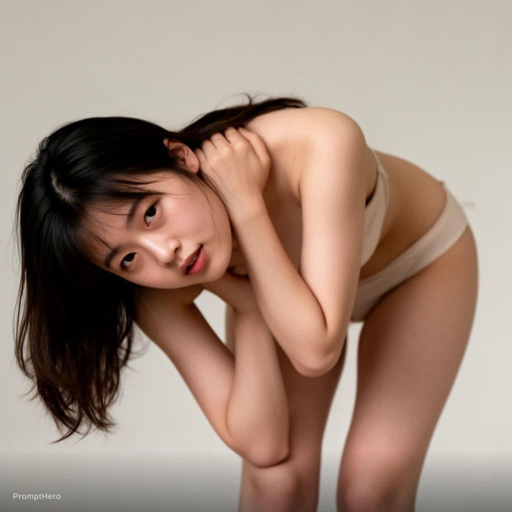 AI generated: Naked Asian 18 yr old woman bent over