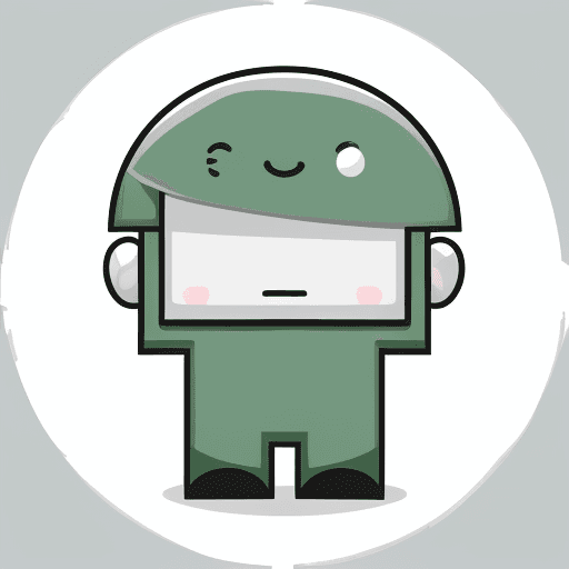 AI generated: Figure, cartoon, him, he, man, virtual, assistant, green, white, gray, cute, service, likeable, swee...