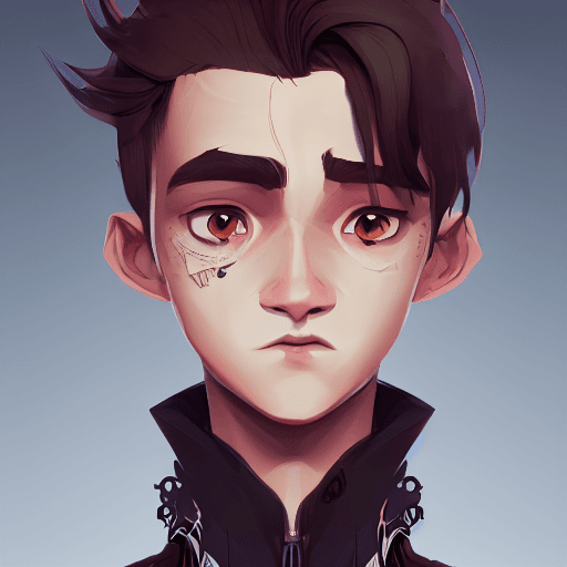 AI generated: Full height face Portrait of young boy, Cute arcane art style, messy hair, thin eyebrows, portrait, ...