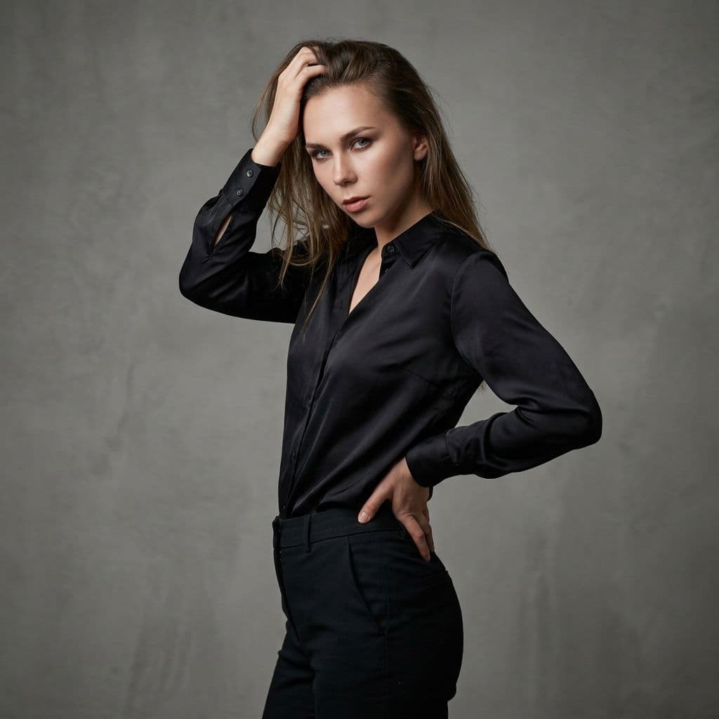AI generated: Transform this photo into a professional high-end photoshoot. Completely change the person's face wh...