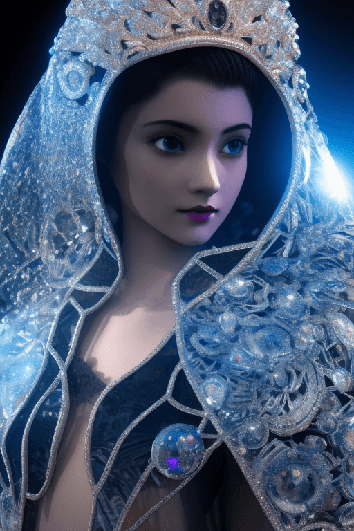 AI generated: full-body rococo and cyberpunk delicate crystalline sculpture of a muscular iridescent U-Jin_b girl ...