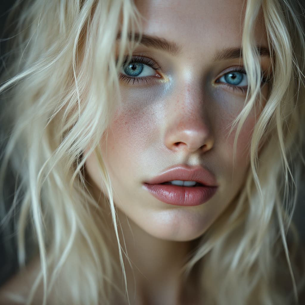 AI generated: white skin blonde with skinny hot face