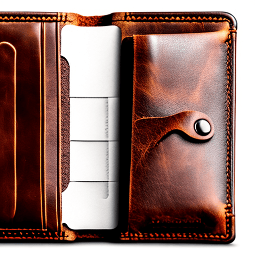 AI generated: The inside of an opened bran new leather wallet with no cash or credit cards inside. Style: photo re...