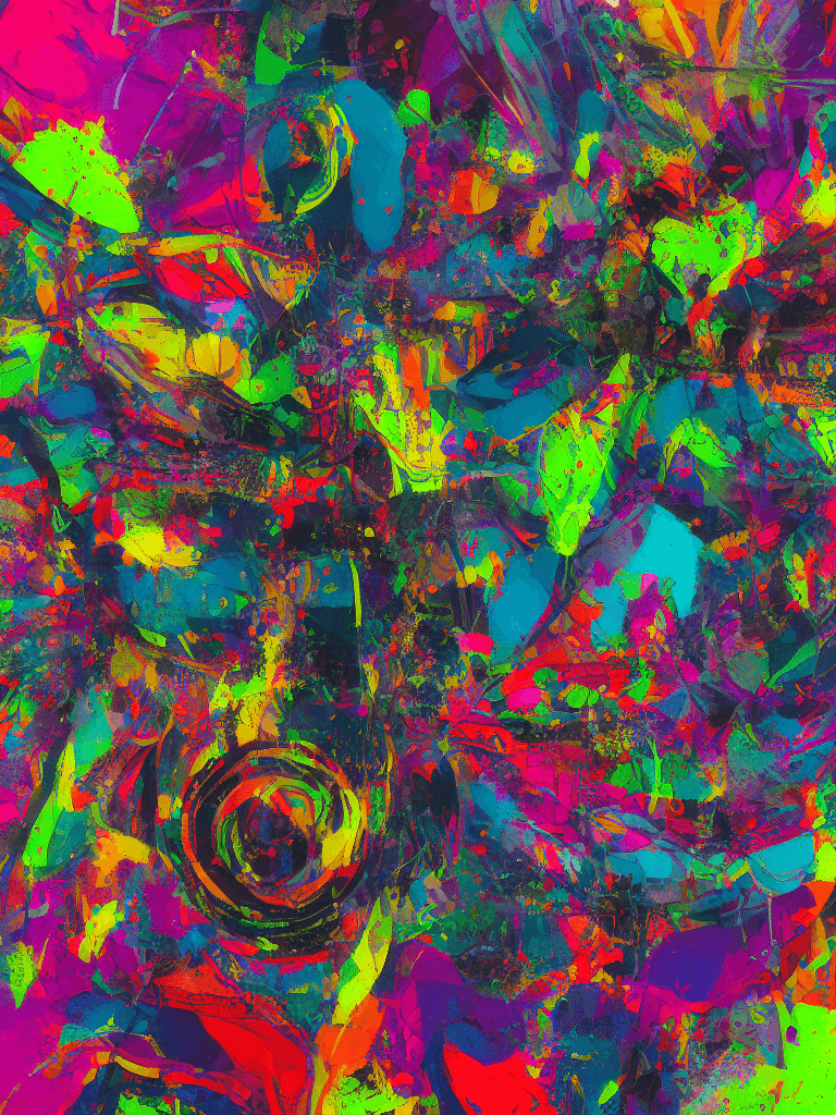 AI generated: contemporary art, collage, paint splatter, vivid colors, hyper detailed, rendered in octane, neon, p...