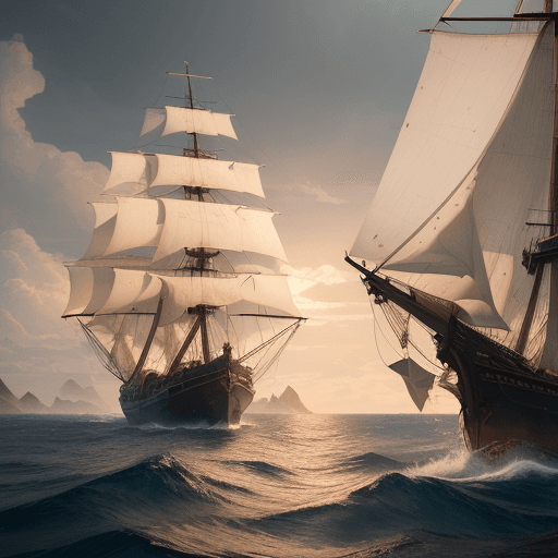 AI generated: Photo of a ultra realistic sailing ship, dramatic light, pale sunrise, cinematic lighting, battered,...