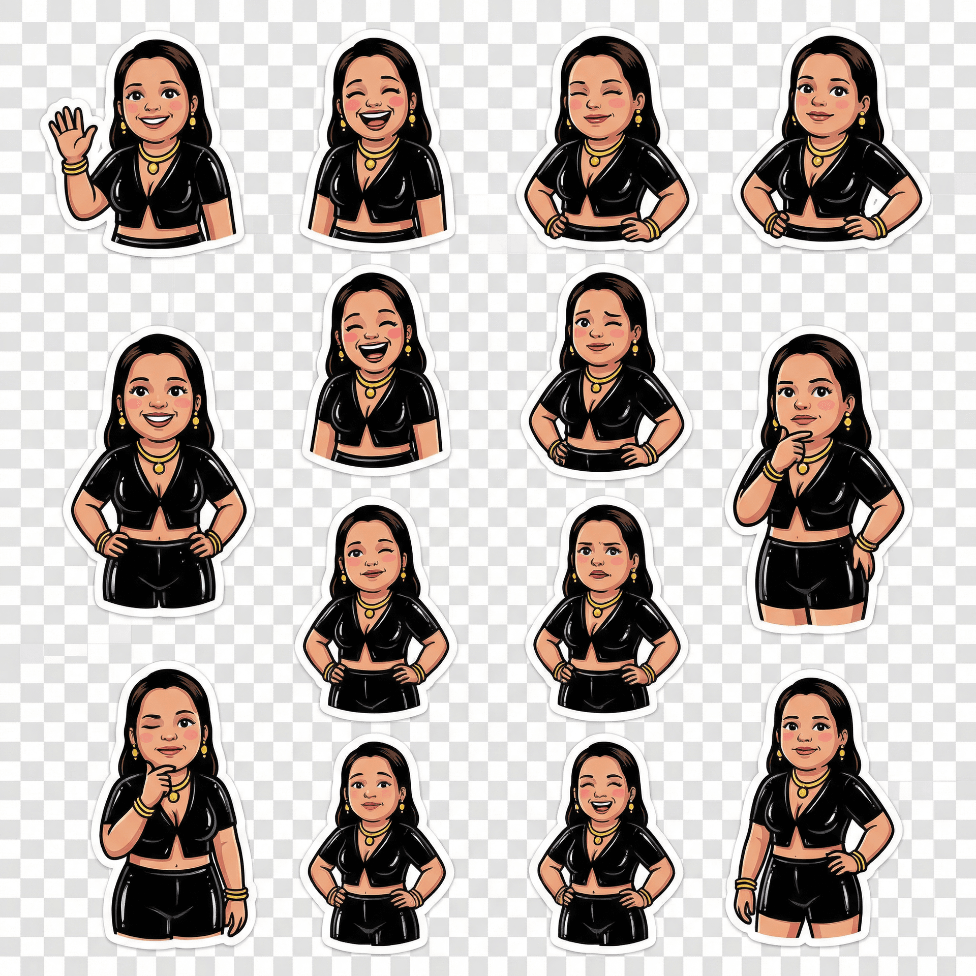 AI generated: change clouth short latex open outfit