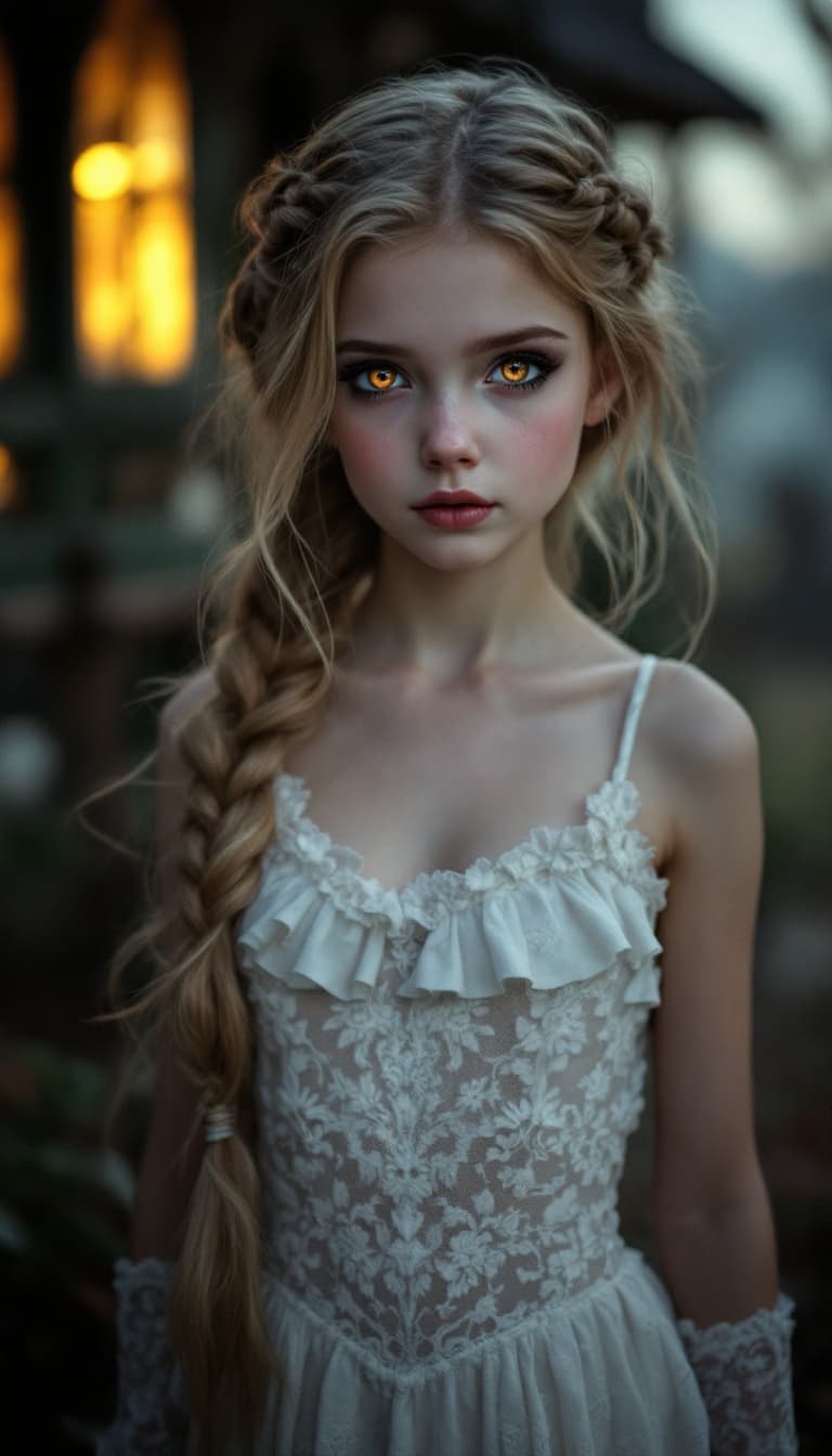 AI generated: a professional photo of a exceptionally of the most beautiful Russian angelic vampire girl in the wo...