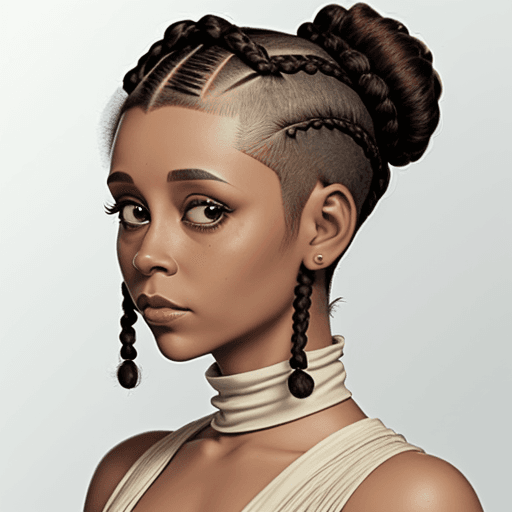 AI generated: Short Dreads Dreads Middle Parting Hi Top Fade Princess Leia Afro Long Braid Space Buns Knotless Bra...