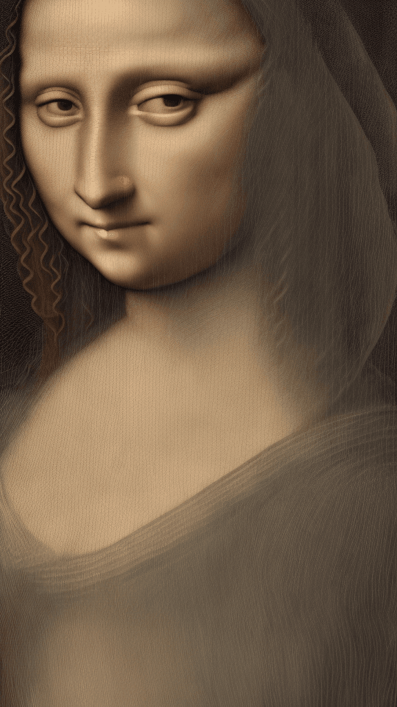 AI generated: Modern close-up 5 portrait of Mona Lisa on the wall. octane render, trending on artstation,t symmetr...