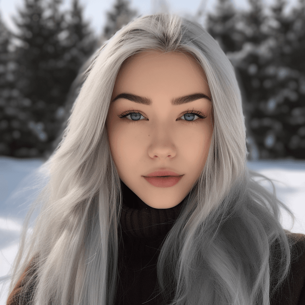 AI generated: 21-year-old female, silver hair, grey eyes, gorgeous, pretty, perfect symmetry, high cheekbones, cle...