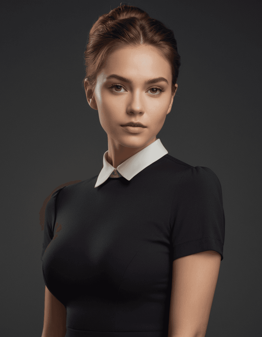 AI generated: 	An image of a young woman with a medium complexion and chestnut-colored hair styled in a casual upd...