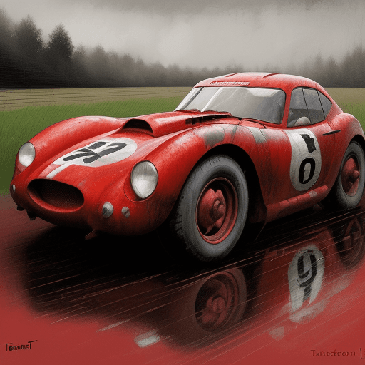 AI generated: red race car, in the style of sam spratt, historical illustrations, old masters, genndy tartakovsky,...