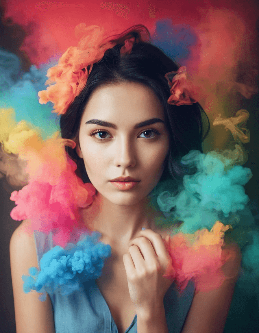 AI generated: old paper close-up woman portrait, blue eye, beauty, fairy tale, minimalist, colorful colorsplash sm...