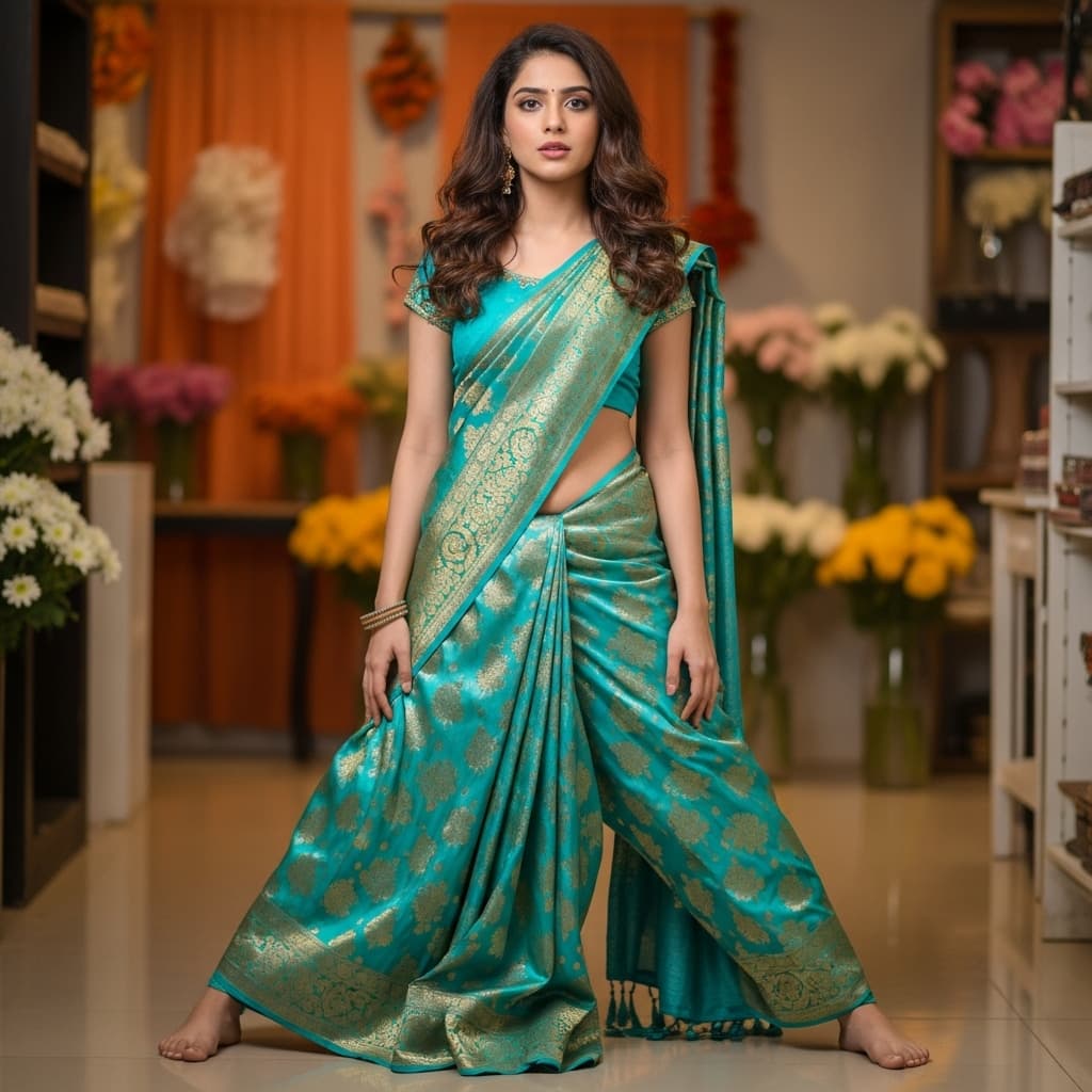AI generated: An Indian girl with and fair skintone and legs wide open 