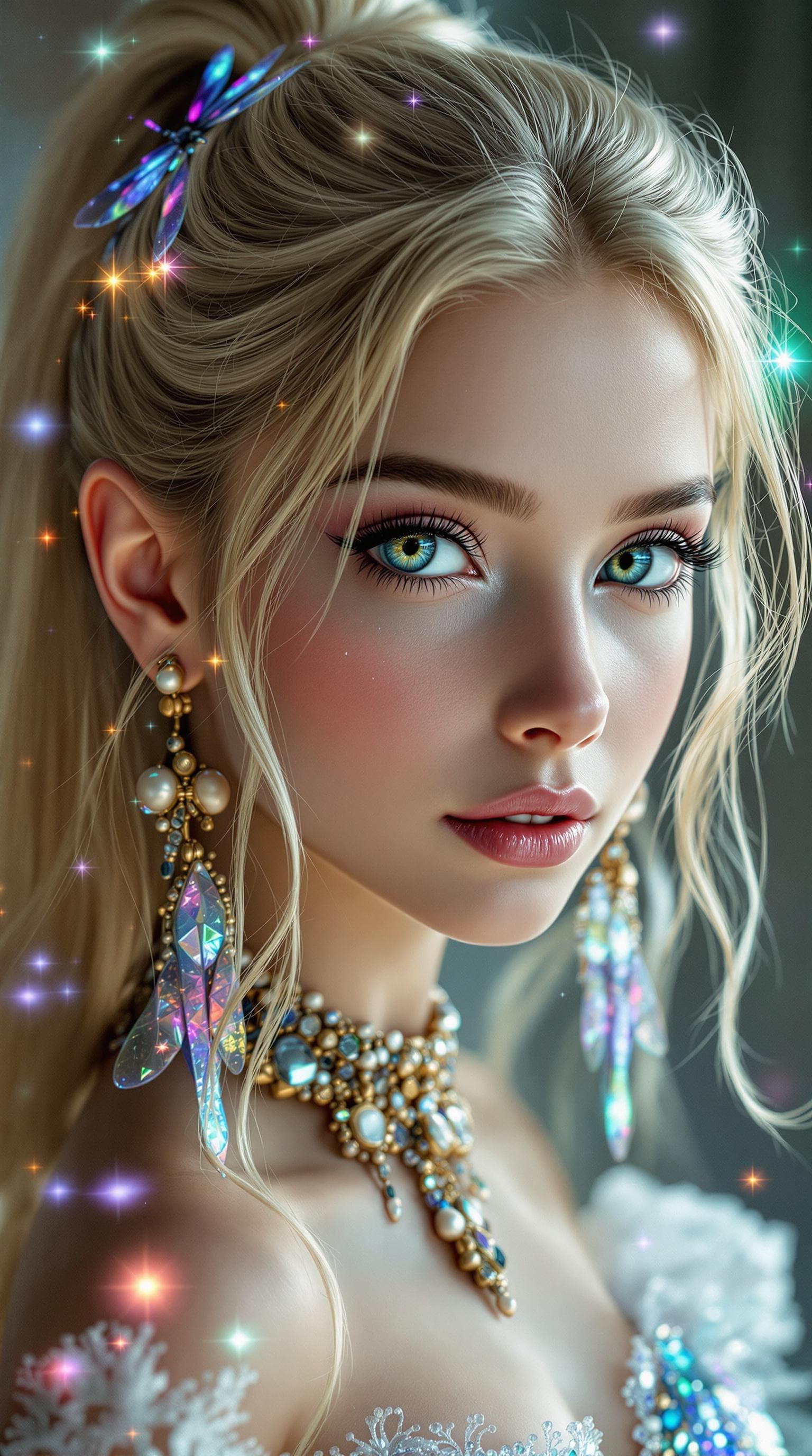 AI generated: a professional photo of a exceptionally beautiful girl Fairy (age 13) (full Body),(futuristic),(mast...