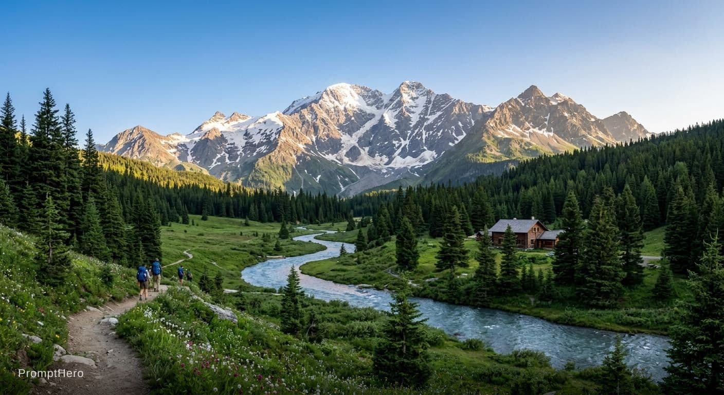 AI generated: Mountains travel 
