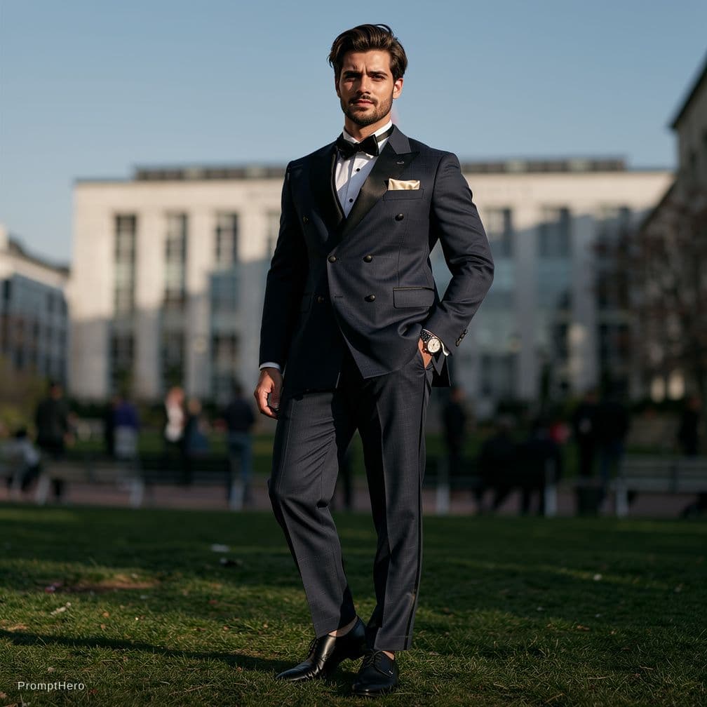 AI generated: similar to the above image quality generate images of me in this style and suit, as per the referenc...