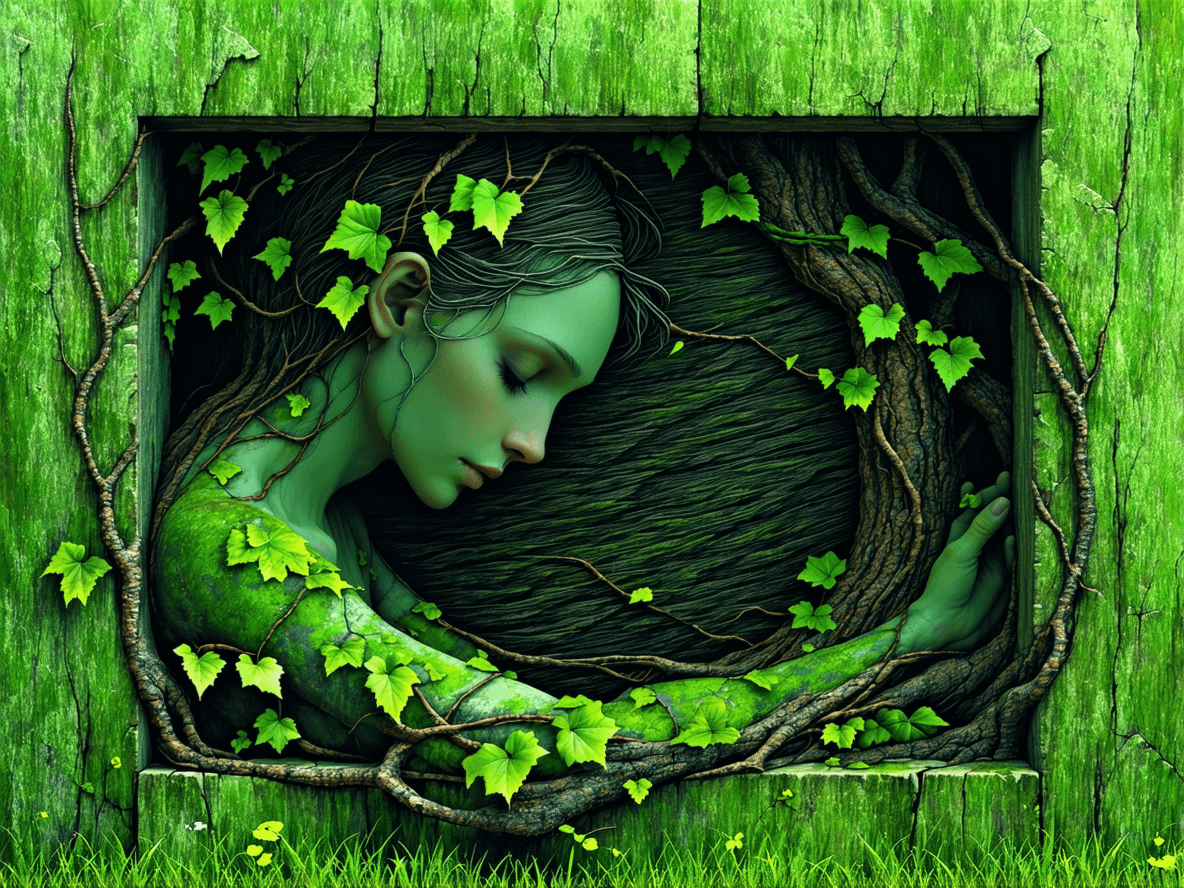 AI generated: In the roots of the grasses and the sorrels, I laid my body low; and the pearl-pale lady Niam lay by...