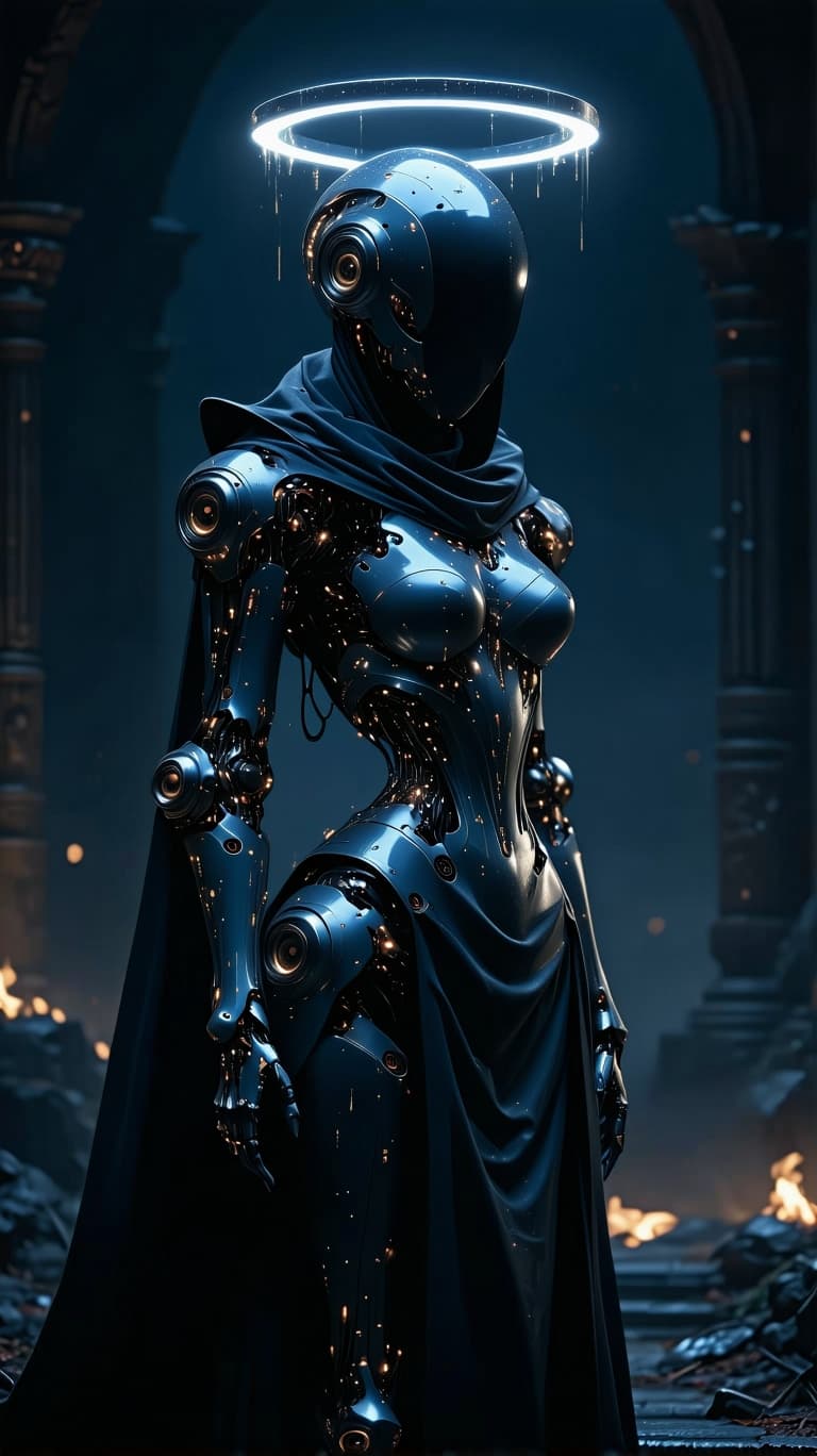 AI generated: Gothic style Gothic style 1woman, (full body image with nothing cropped out:1.2), mechanical battle ...