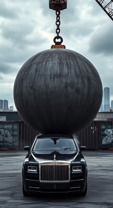 AI generated video: Steel Jaws hit the car 
car crash test