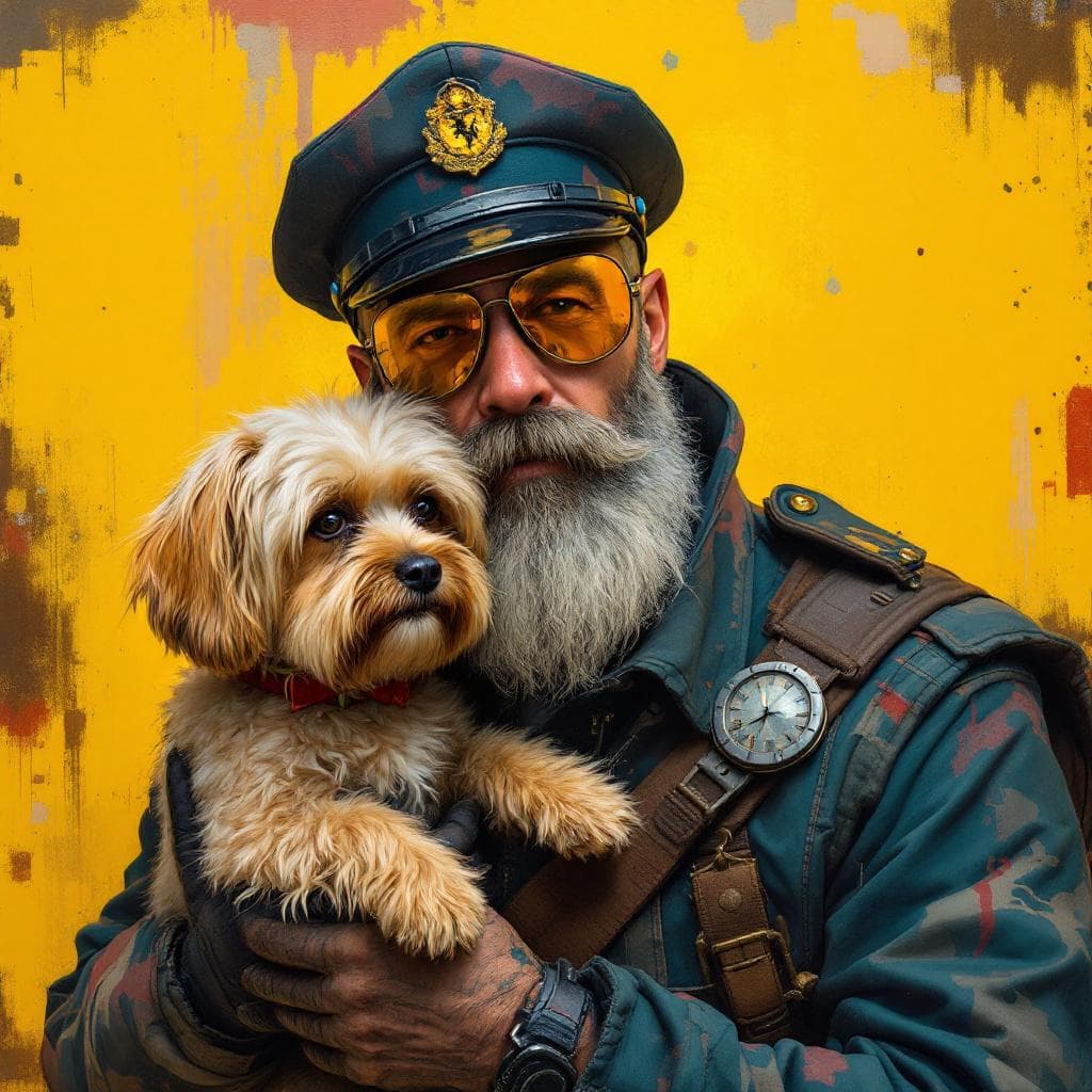 AI generated: miliar hombre con mascota perro